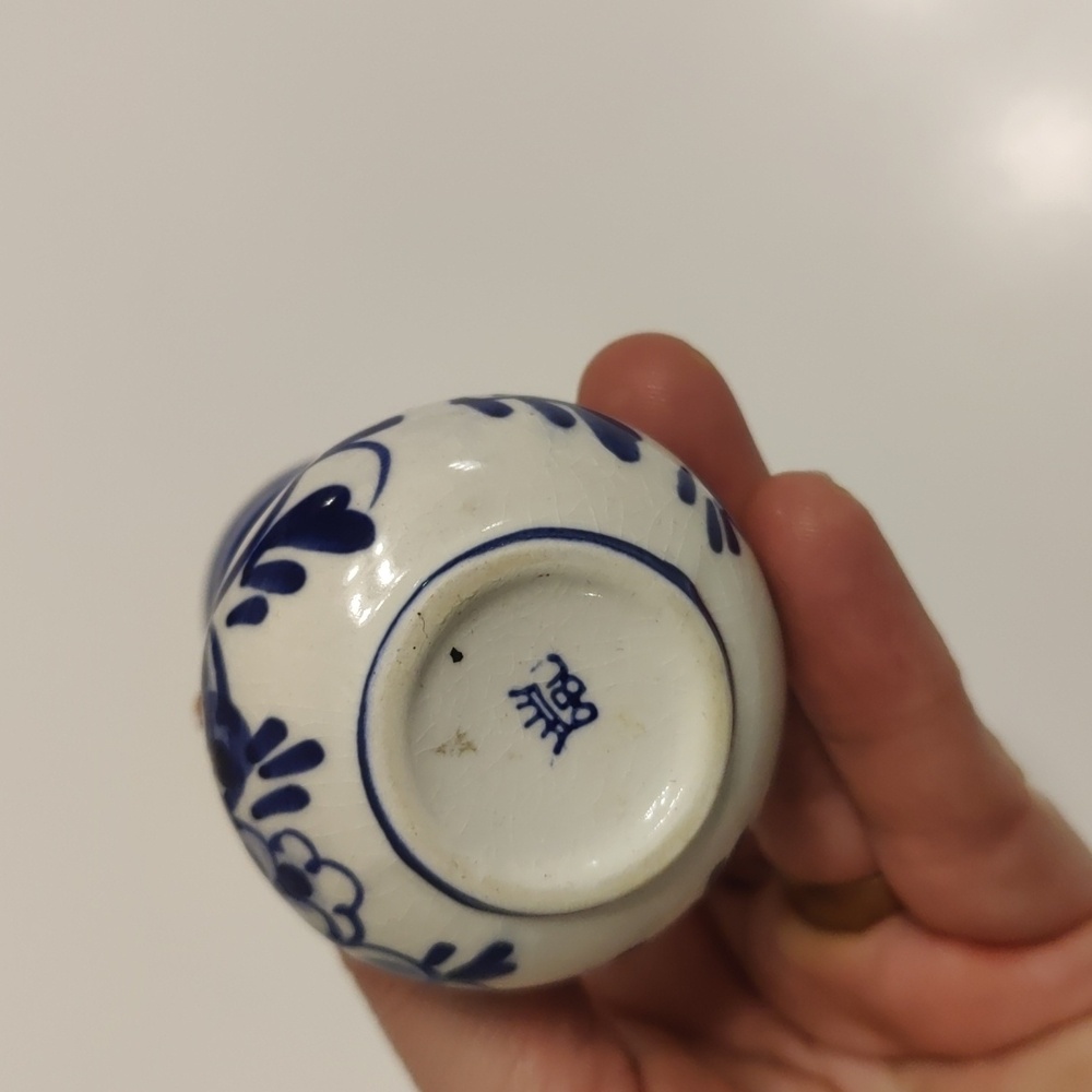 Vintage Retro Inspired Cottage Core Delft Blue Hand Painted Ceramic Lot Of 3 - Picture 10 of 15